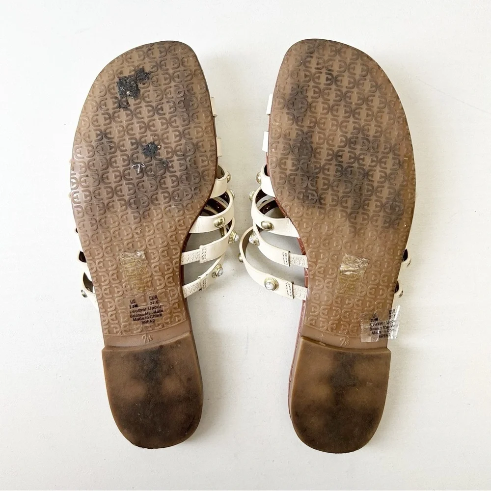 Sam Edelman Brea Sandal Studded Leather Flat Slides Modern Ivory Size 7.5 - Picture 11 of 13